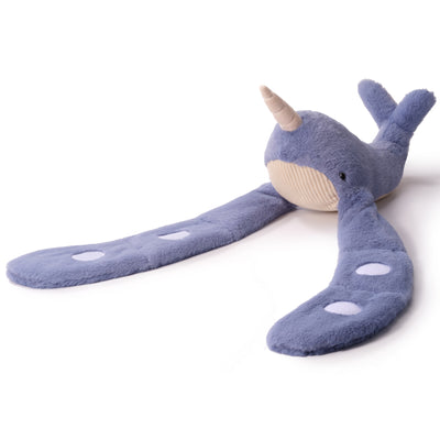 Blue weighted narwhal plush hugger