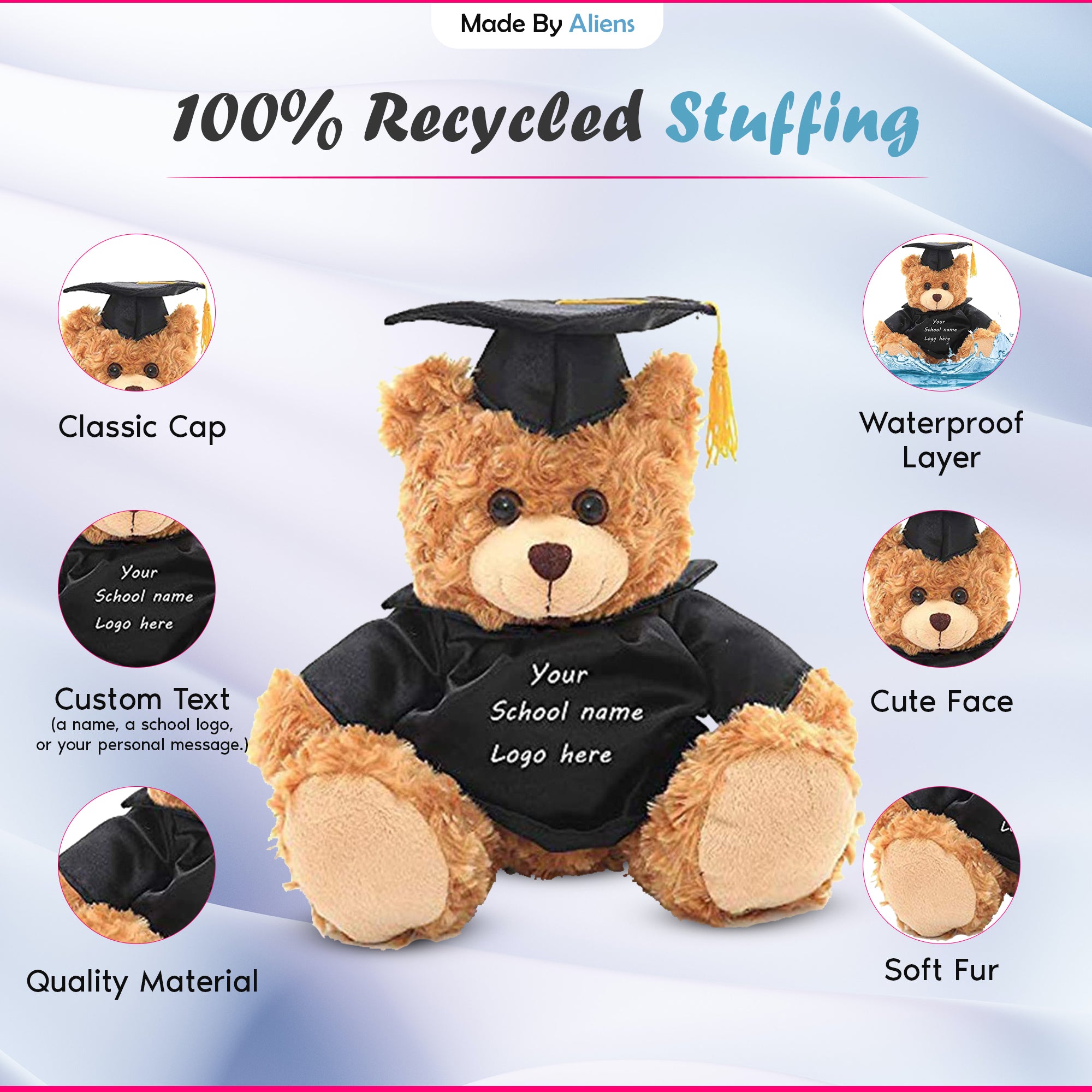 Graduation Mocha Bear Plush 12"