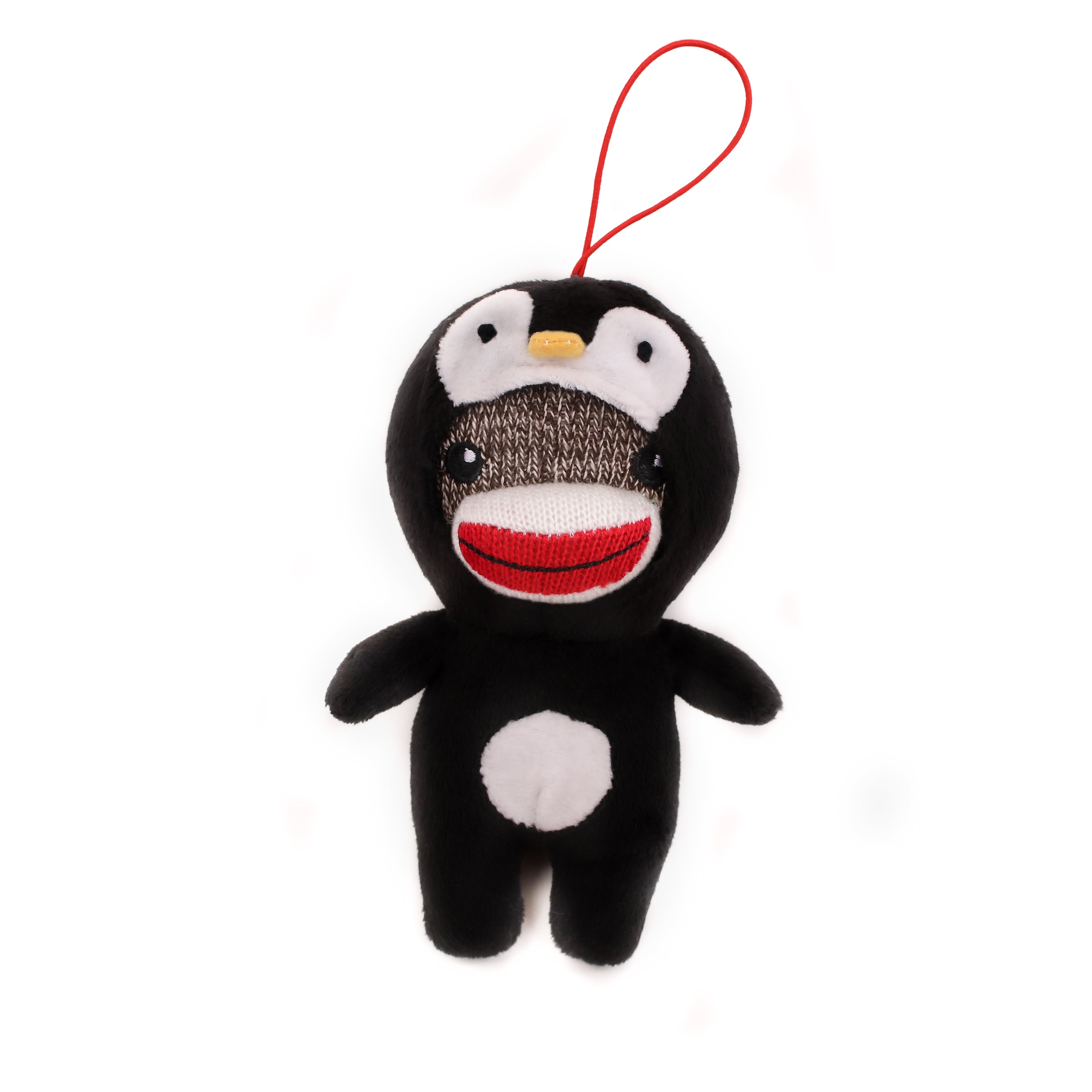 Penguin Sock Monkey Ornament 4"