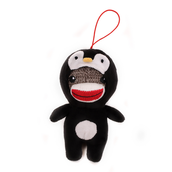 Penguin Sock Monkey Ornament 4"