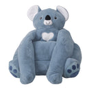 Blue plush koala toy with a heart on a white background