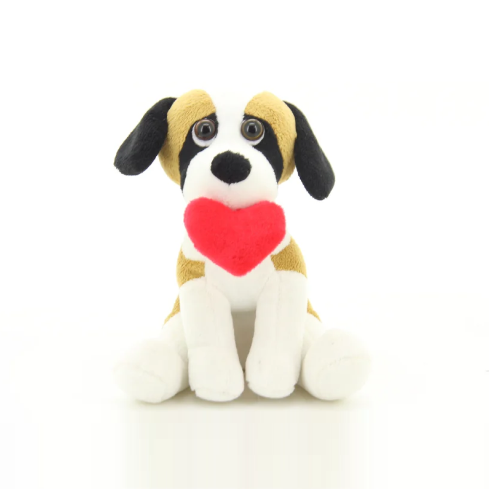 8" Sitting Valentine Pawpals Beagle Dog, Featuring Soft Fur and an Adorable Valentine's Design by Plushland.