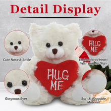 Sitting Valentine Mocha Bear Cream, Soft Fur, Holding a Heart with Detail Display by Plushland.