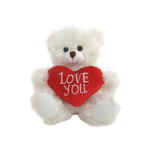 Sitting Valentine Mocha Bear Cream, Soft Fur, Holding a 'Love You' Heart, Perfect for Gifts by Plushland.