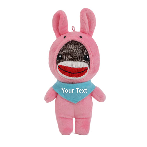 6" Easter Sock Monkey Wanna Be a Bunny with Personalized Bandana