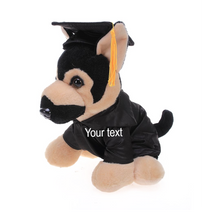 8'' Graduation German Shephard Plush Stuffed Animal Toys with Cap and Personalized Gown