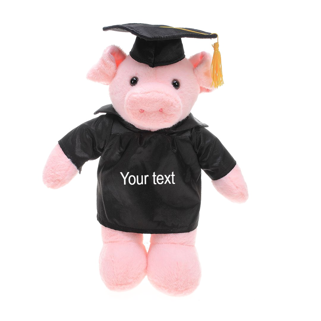 Graduation Stuffed Animal Pig 8" - 0