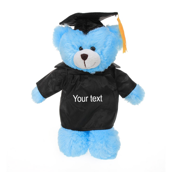 12'' Graduation Blue Bear Plush Stuffed Animal Toys with Cap and Personalized Gown 12''