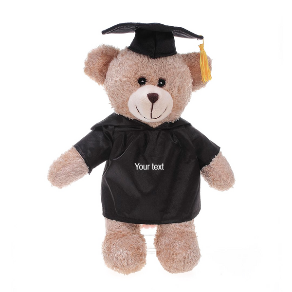 12'' Graduation Short Pile Tan Bear Plush Stuffed Animal Toys with Cap and Personalized Gown 12''