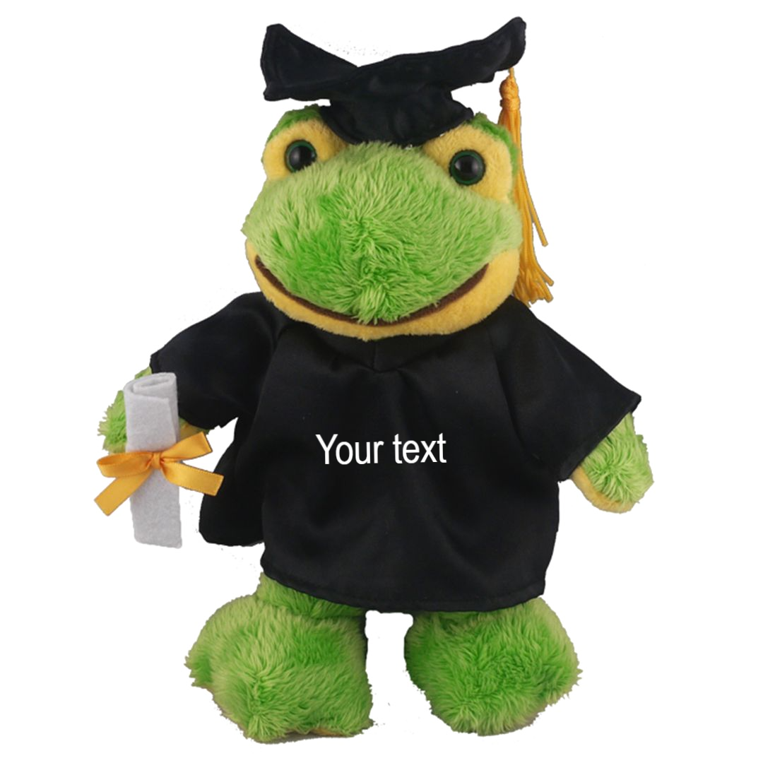 8" Graduation Frog Plush Stuffed Animal Toys with Cap and Personalized Gown - 0