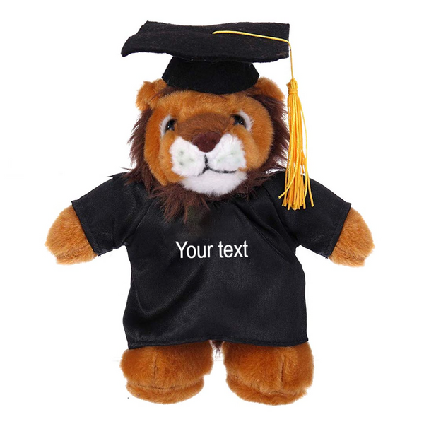 8" Graduation Lion Plush Stuffed Animal Toys with Cap and Personalized Gown