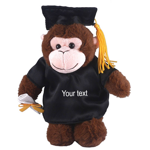 12" Graduation Monkey Plush Stuffed Animal Toys with Cap and Personalized Gown