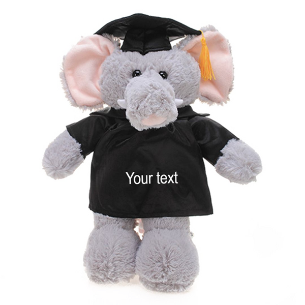 12" Graduation Elephant Plush Stuffed Animal Toys with Cap and Personalized Gown