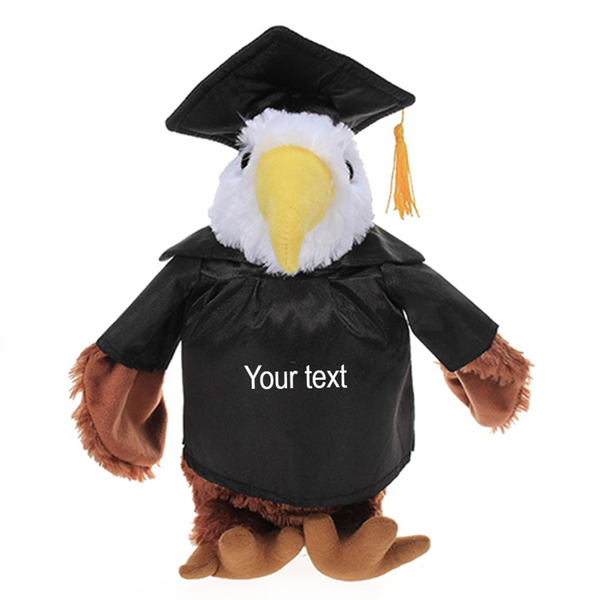 12" Graduation Eagle Plush Stuffed Animal Toys with Cap and Personalized Gown
