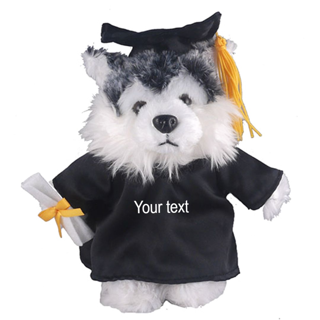 Graduation Stuffed Animal Husky 12" - 0