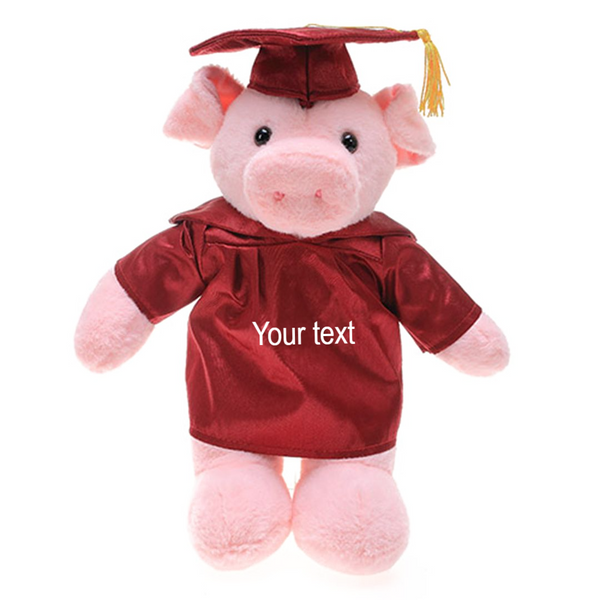12" Graduation Pig Plush Stuffed Animal Toys with Cap and Personalized Gown
