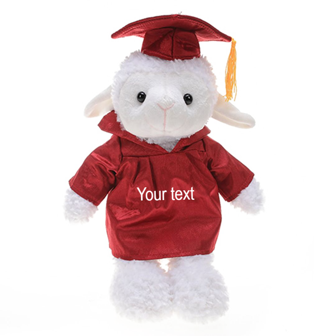 12" Graduation Sheep Plush Stuffed Animal Toys with Cap and Personalized Gown - 0