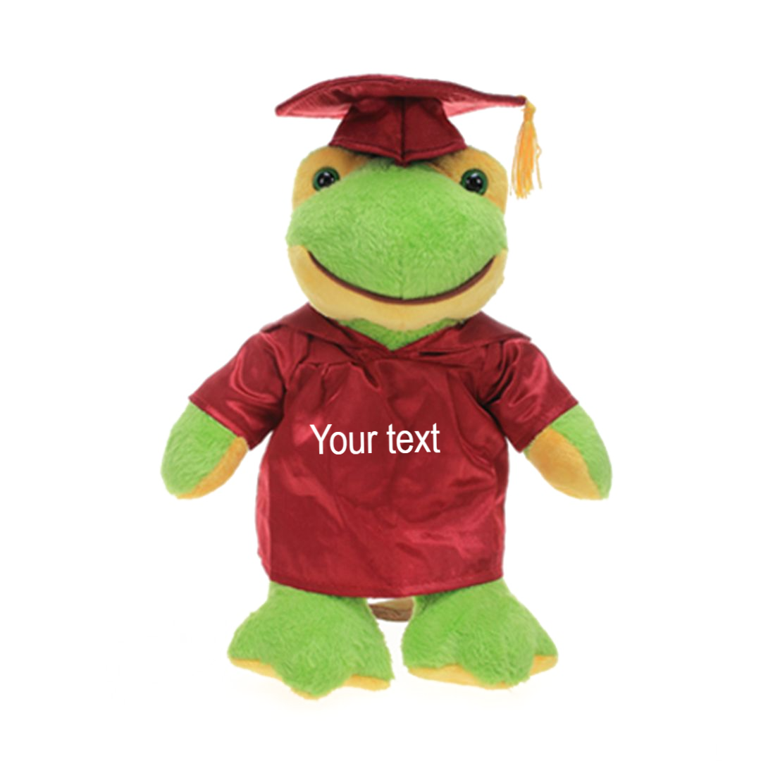 12" Graduation Frog Plush Stuffed Animal Toys with Cap and Personalized Gown - 0