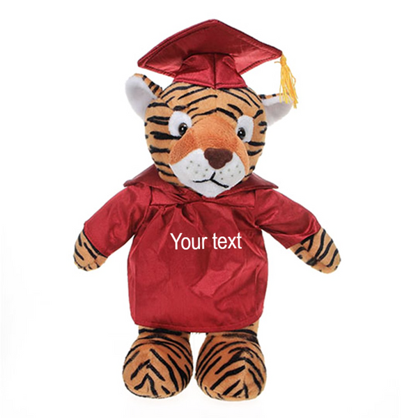 12" Graduation Tiger Plush Stuffed Animal Toys with Cap and Personalized Gown