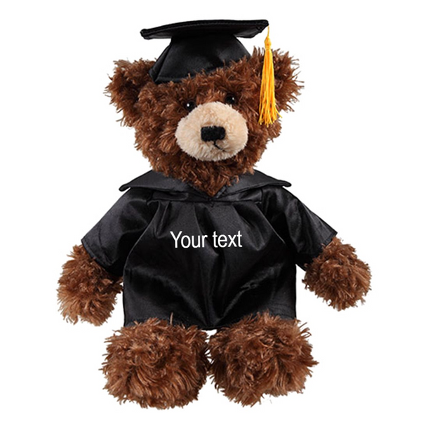 12" Graduation Chocolate Brandon Bear Plush Stuffed Animal Toys with Cap and Personalized Gown
