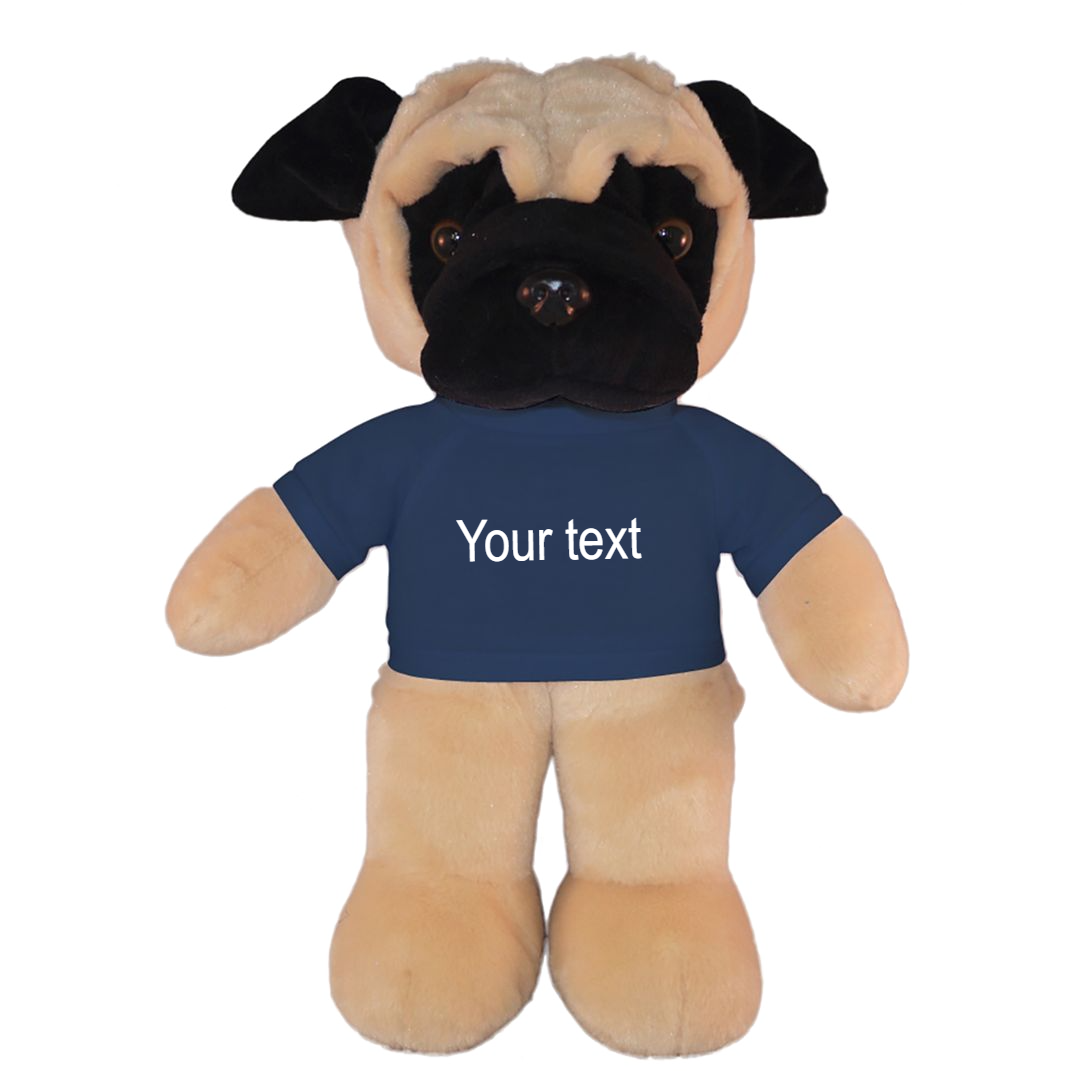8" Floppy Pug Plush Stuffed Animal Personalized Gift