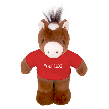 8" Floppy Horse with Tee Plush Stuffed Animal Personalized Gift - Custom Text on Shirt - Great Present for Mothers Day, Valentine Day, Graduation Day, Birthday