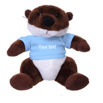 8" Floppy Otter with Tee Plush Stuffed Animal Personalized Gift - Custom Text on Shirt - Great Present for Mothers Day, Valentine Day, Graduation Day, Birthday