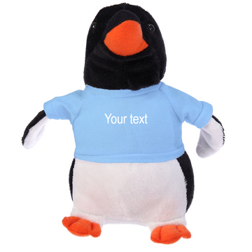 8" Floppy Penguin with Tee Plush Stuffed Animal Personalized Gift - Custom Text on Shirt - Great Present for Mothers Day, Valentine Day, Graduation Day, Birthday
