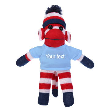 10" Floppy Patriot Sock Monkey with Tee - Custom Text on Shirt