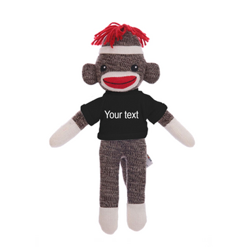 8" Brown Sock Monkey with Personalized Tee