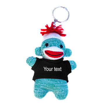 Green Sock Monkey Keychain 4 Inch