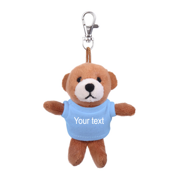 4" Soft Plush Brown Teddy Bear Keychain with Tee