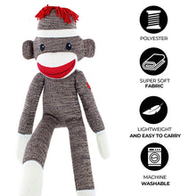 40-inch brown Sock Monkey with right side specification, huggable vintage toy with soft plush fabric by Plushland