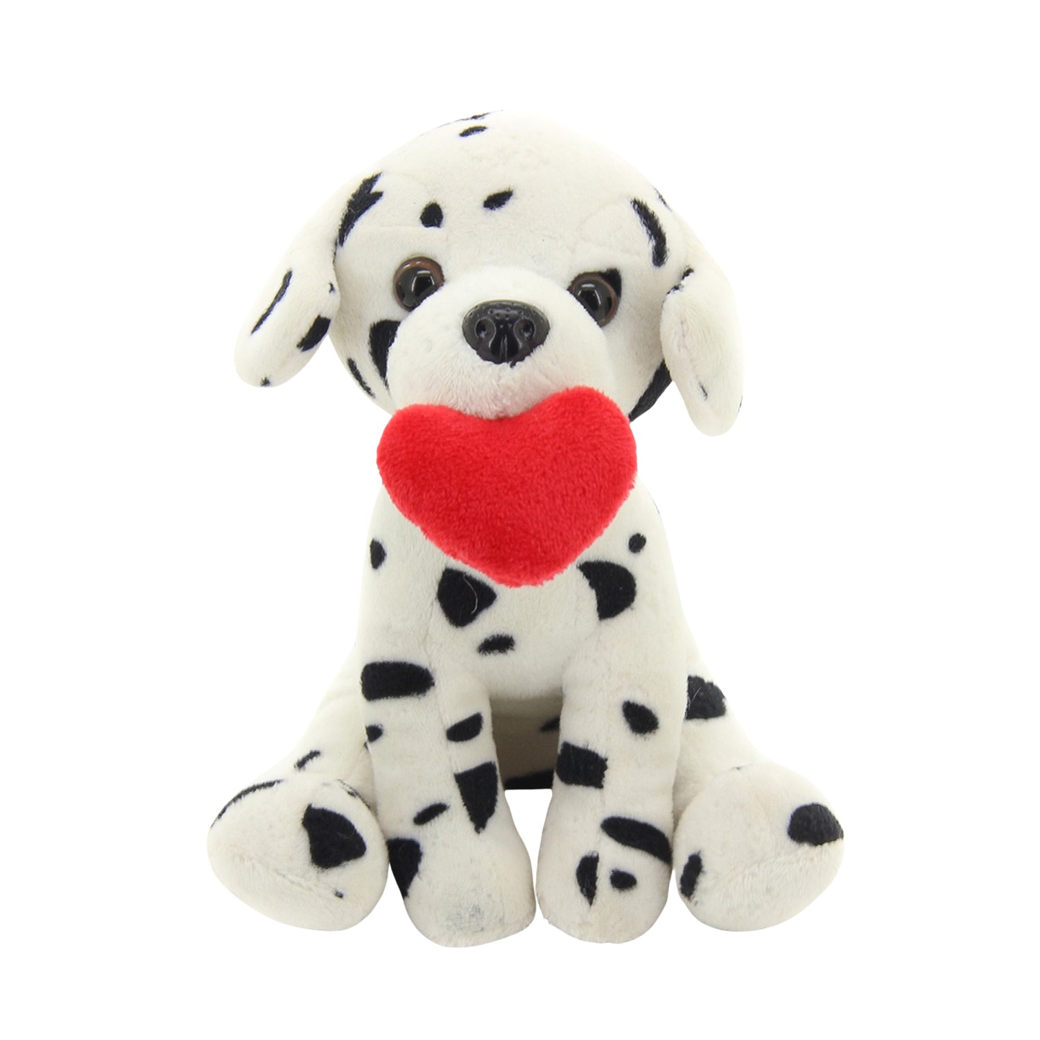 10" Sitting Dalmatian PawPal with Heart, Featuring Soft Fur and a Cute Heart Design by Plushland.