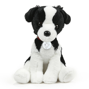 White Collie Dog Plush in Collar 8"