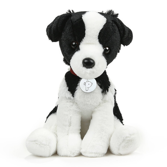 White Collie Dog Plush in Collar 8"