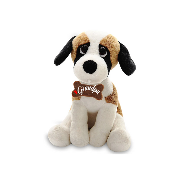 8" Sitting Father’s Day Pawpal Grandpa Beagle, Featuring Soft Fur and an Adorable Father's Day Design by Plushland.