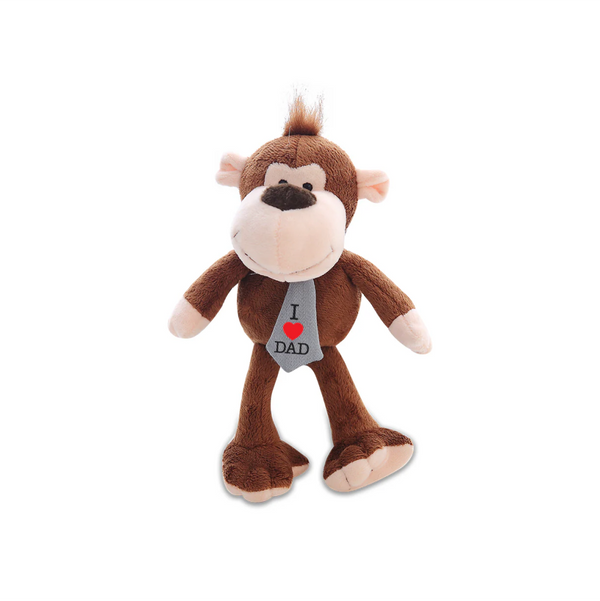 8" Standing Father’s Day Monkey with Tie, Featuring Soft Fur and a Stylish Tie by Plushland.