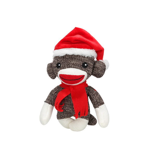 6" Sitting Gray Xmas Sockie Plush Toy, Featuring a Festive Holiday Design With Soft Fabric by Plushland.