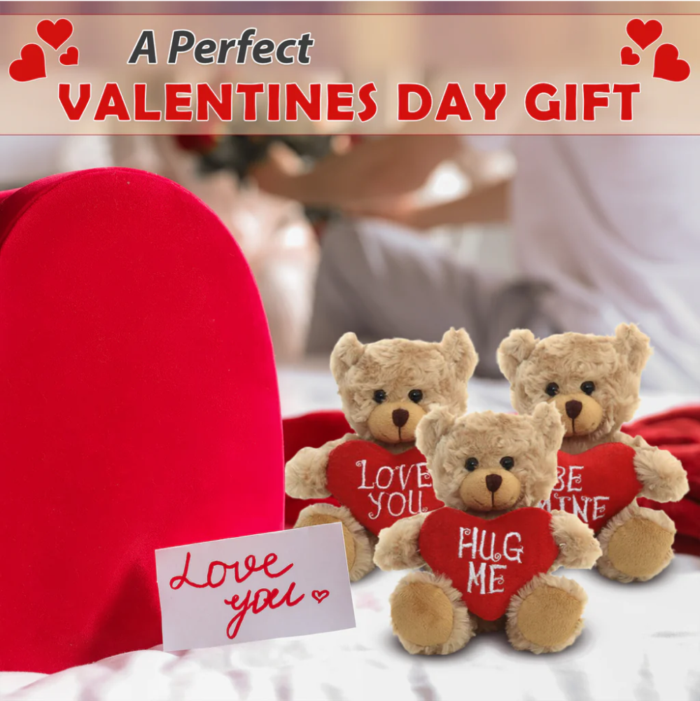 6" Sitting Valentine Mocha Bear, Soft Fur, Holding a Heart, Perfect Valentine’s Day Gift by Plushland.