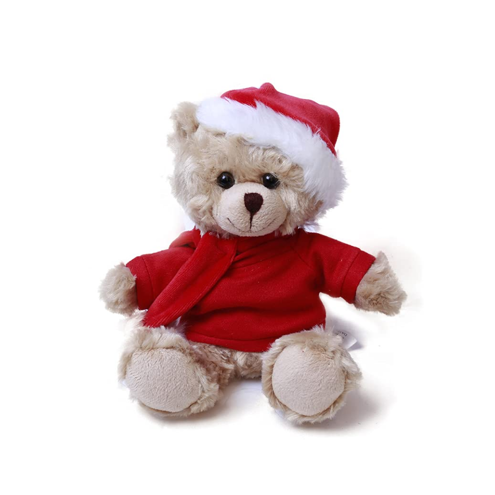 Xmas Mocha Bear with Personalized Shirt 6"