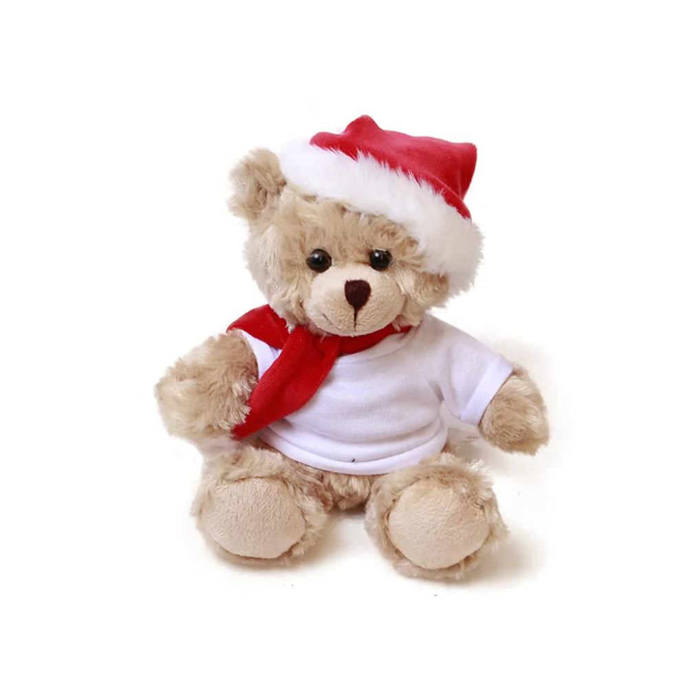 Xmas Mocha Bear with Personalized Shirt 6"