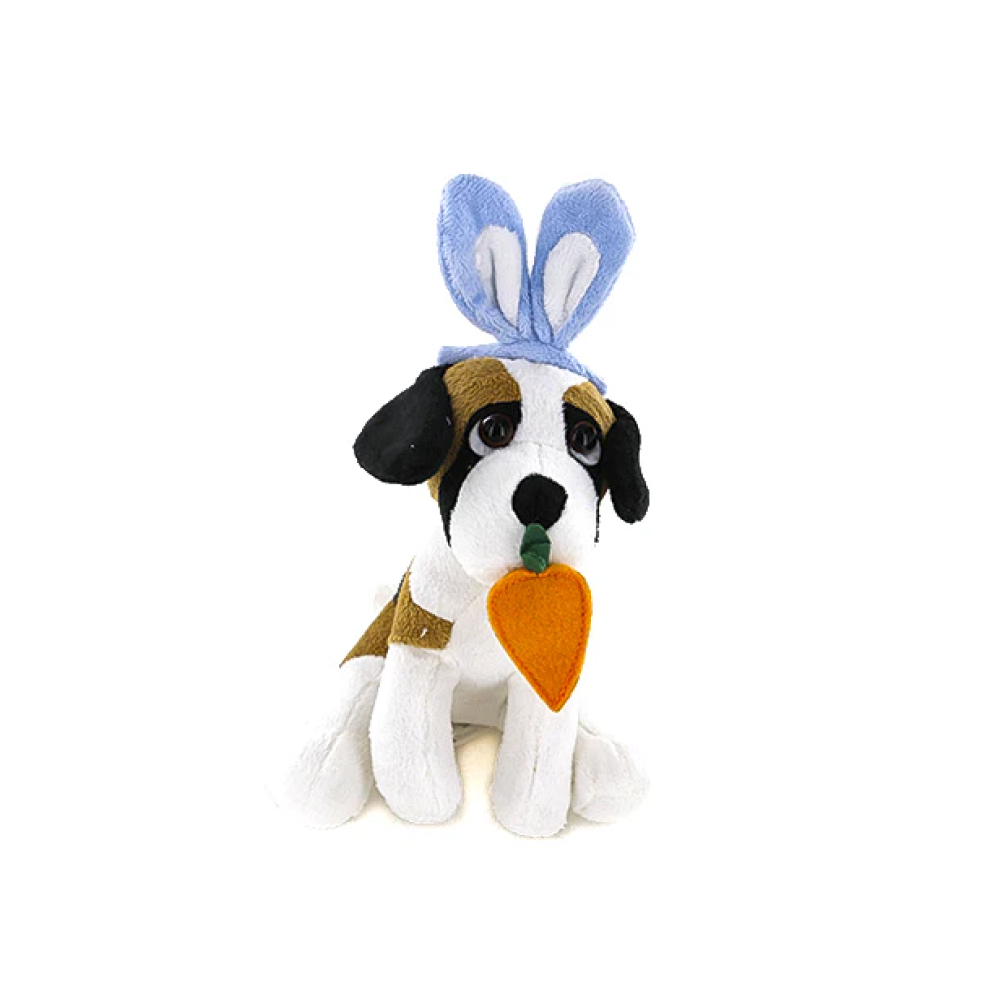 8" Sitting Right Side Easter Beagle Paw Pal, Featuring Soft Fur and a Cute Easter Outfit by Plushland.






