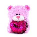 "pink bear plush toy with teddy bear heart – 6 inch by Plushland"