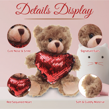 Mocha sitting bears with sequin heart 6