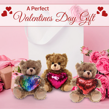 Mocha sitting bears with sequin heart 6