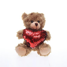 Mocha sitting bears with sequin heart 6