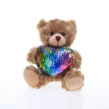 Mocha sitting bears with sequin heart 6