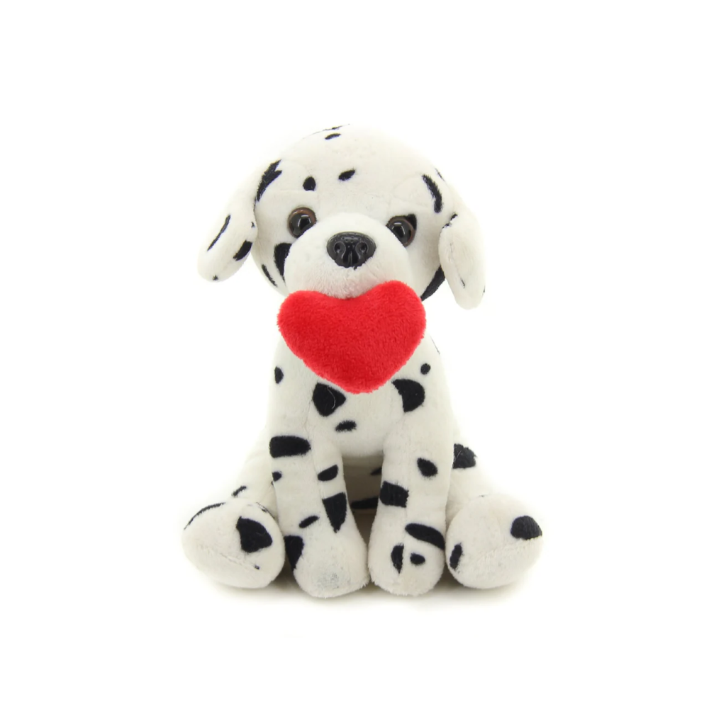 10" Sitting Pawpal Dalmation Dogs with Red Heart, Featuring Soft and an Adorable Heart Design by Plushland.