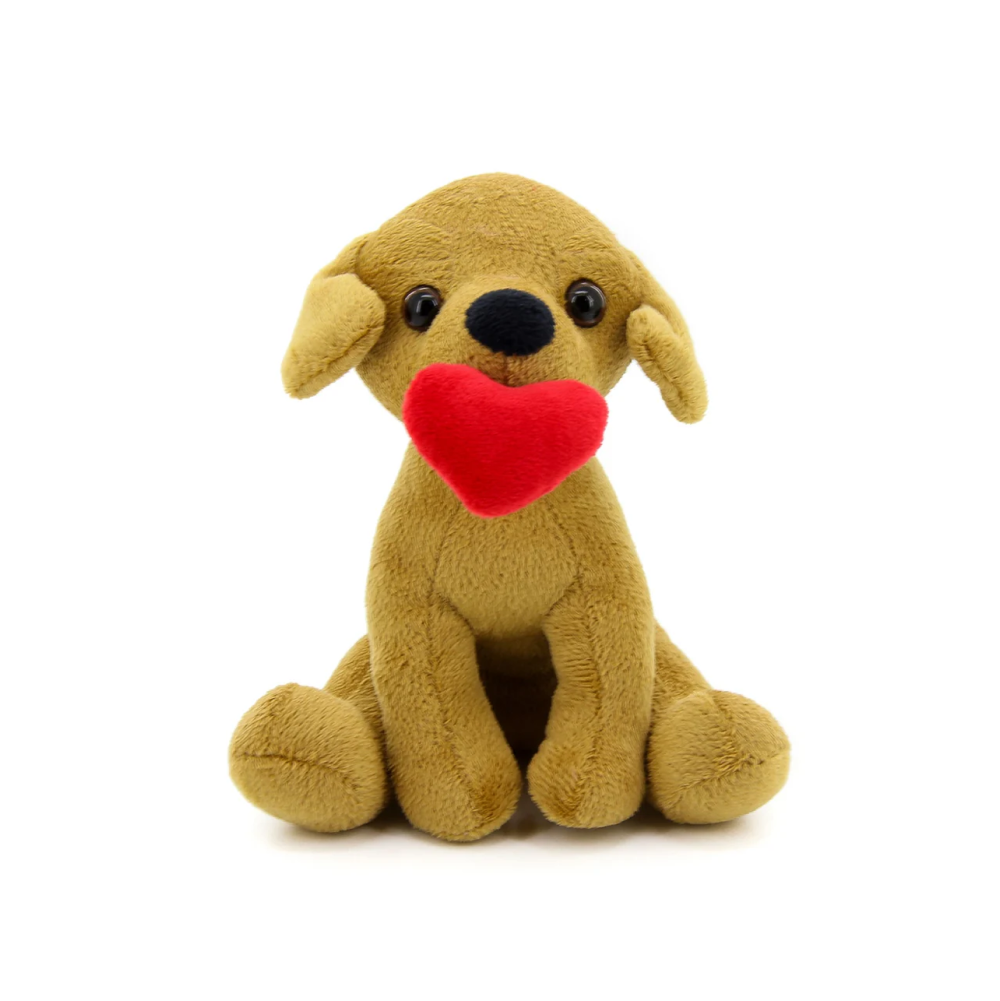 10" Sitting Pawpal Labrador Dogs with Red Heart, Featuring Soft and an Adorable Heart Design by Plushland.